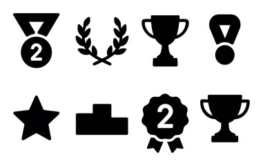 Silhouette icons of awards and achievements including trophies