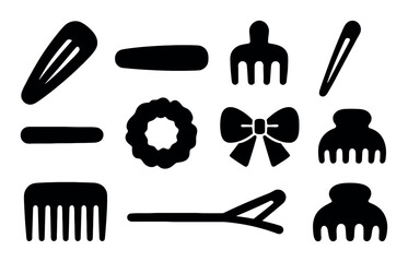 Silhouette collection of various hair accessories and clips