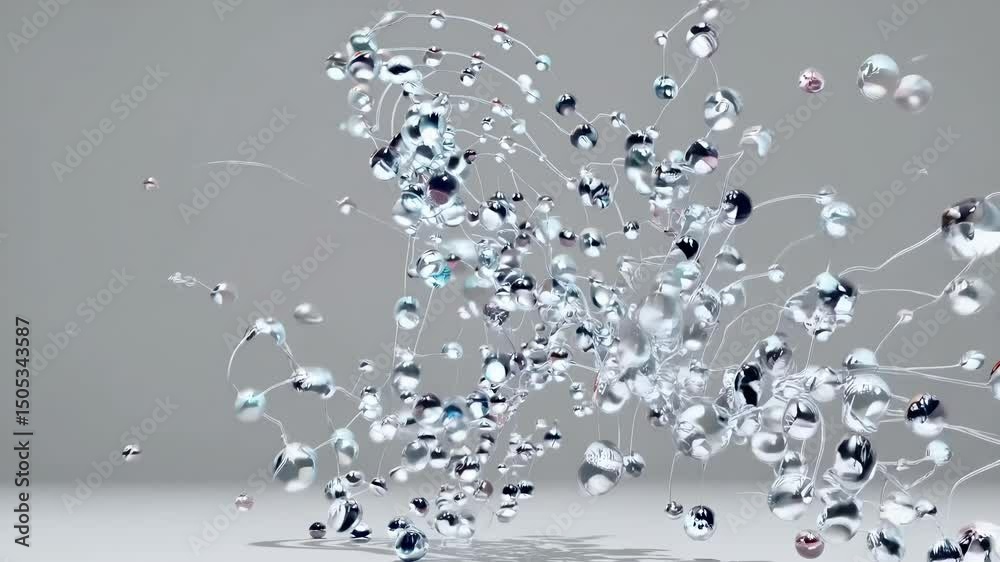 Poster abstract shapes floating and rotating in soft gradients background