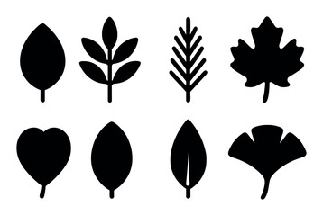 Obraz premium Set of six different leaf silhouettes in various shapes and styles