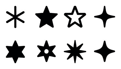Obraz premium Eight varied star and asterisk symbols on white background