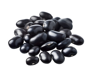 Pile of black beans isolated on transparent background