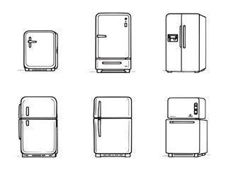 clean refrigerator line art drawing for kitchen decor