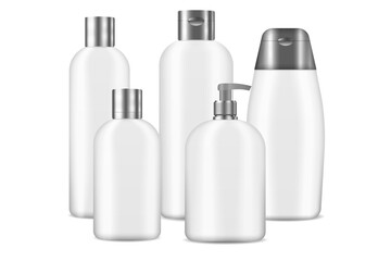 PNG blank container cosmetic cream shampoo dropper pump tube gel skincare product vector lotion face spa pack set realistic


