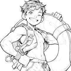 sketch of a young man in beach