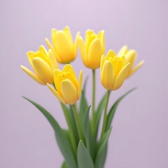 Surreal Beauty: Yellow Tulips Dancing in Lilac Sky