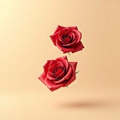 Graceful Red Roses Suspended in Creamy Elegance