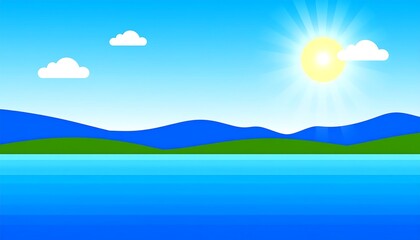 Obraz premium Sunny Lake Mountain Landscape.