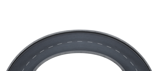 Circular road isolated on transparent background making a curve