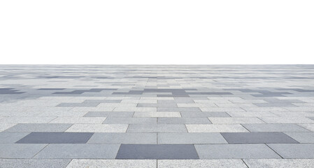 Empty modern city square pavement with transparent background
