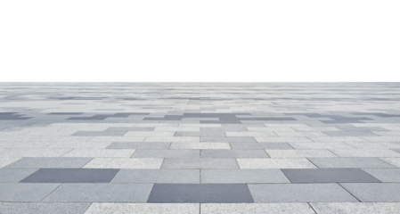Empty modern city square pavement with transparent background
