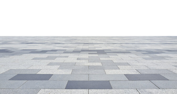 Fototapeta Empty modern city square pavement with transparent background