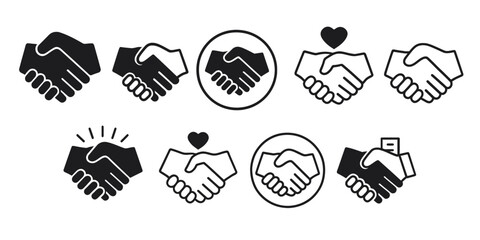 Business agreement handshake icon – vector illustration symbolizing cooperation, partnership, trust, and contract deal on transparent background