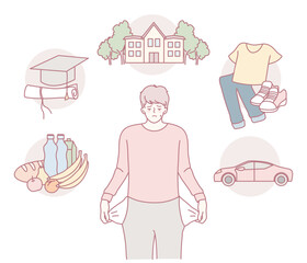 An illustration showing the financial struggles people face in meeting essential needs and their aspirations