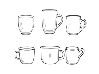 elegant mug line art for stock vector graphics