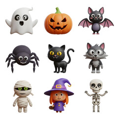 Naklejka premium Assorted 3D Spooky Halloween Characters