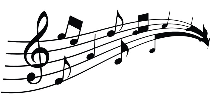 Wave of music notes – vector illustration , decorative musical design