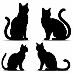 Black cat silhouette set of icons vector illustration