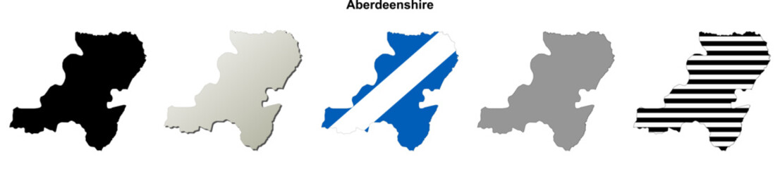 Obraz premium Aberdeenshire (Scotland) blank outline map set