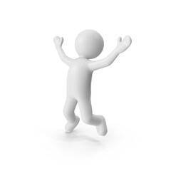 Happiness. The Dude jumping of joy. Isolated.