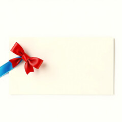 Elegant gift Card wrapped with teal ribbon ready for celebration or special occasion