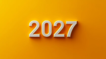 3D Rendered Numbers 2027 on a Vibrant Orange Background. Happy New Year Concept Design