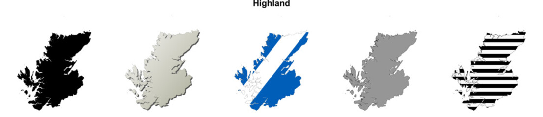 Highland (Scotland) blank outline map set
