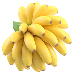 Bunch of ripe yellow bananas, fresh fruit healthy food, isolated on transparent background