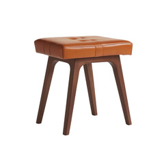 Fototapeta premium Modern Mid-Century Leather Ottoman Square Stool