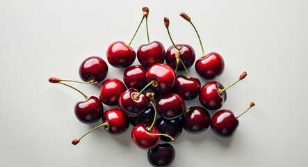 Fresh and Juicy Red Cherries Isolated on White Background, Perfect Summer Treat.