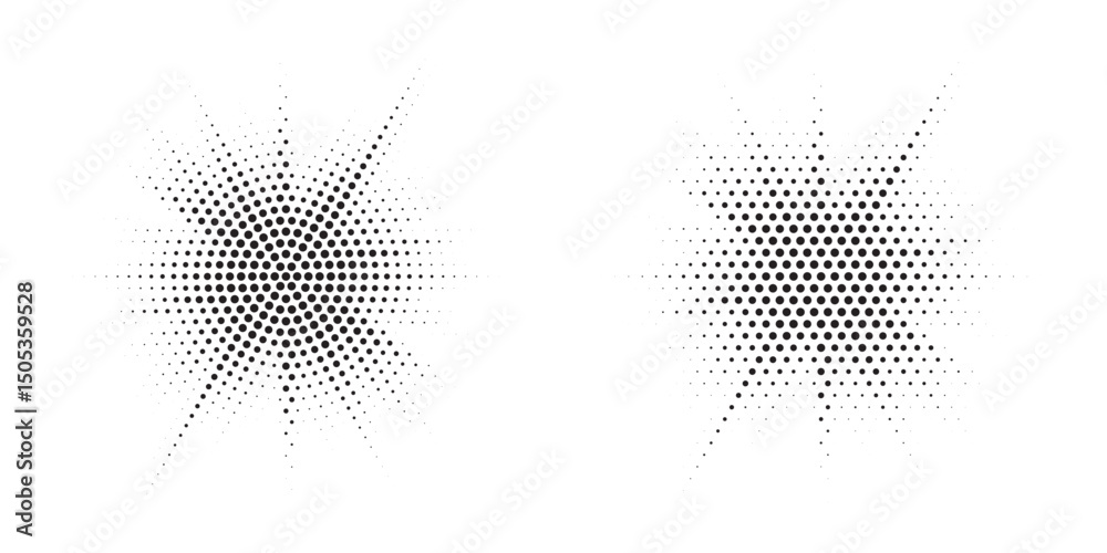 Poster halftone background. glowing light halftone effect. abstract grunge starburst halftone dots backgrou