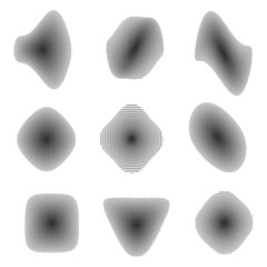 Black and white digital halftone gradient pattern.Abstract dotted halftone shape collection. Elements on white background for business, education and technology. Elements for the design.