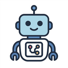 Naklejka premium Cute Cartoon Robot Illustration on Dark Background