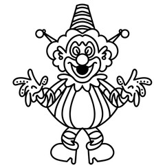 cartoon drawing of a clown with thick lines
