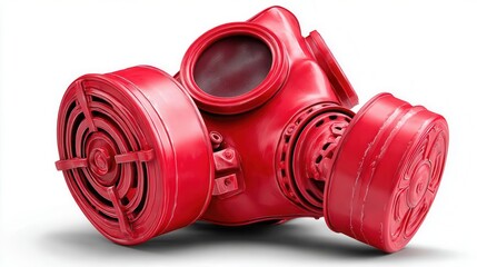 Red safety mask isolated