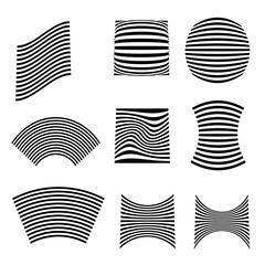 Stripe line art, geometric shape.Abstract dotted halftone shape collection. Black and white digital halftone gradient pattern. Elements on white background for business, education and technology. 