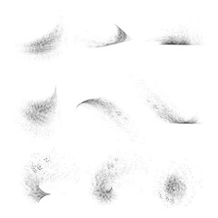 Black digital halftone gradient. Abstract dotted halftone shape collection. Black  digital halftone gradient pattern. Elements on white background for business, education and technology. 
