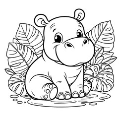 drawing of a baby hippopotamus sitting