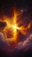 Celestial Firestorm A Dramatic Nebula Ignites the Cosmos with Fiery Brilliance and Cosmic Energy.