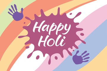 Obraz premium Happy Holi, banner and flyer, colorful style hand rainbow color