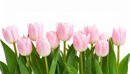 Fototapeta premium High-Quality PNG Pink Tulips Isolated on White Background