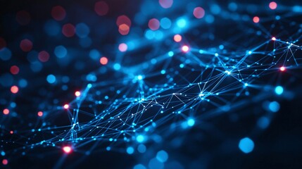 A network of interconnected points and lines in a digital design.