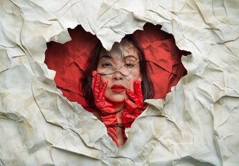 Ripped Heart Shape In Paper Mockup