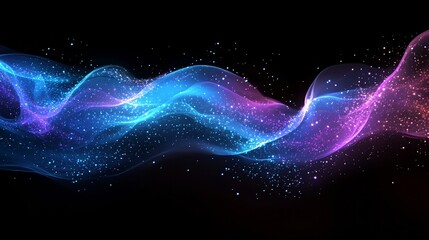 Abstract design of luminous, swirling ribbons against a dark background.