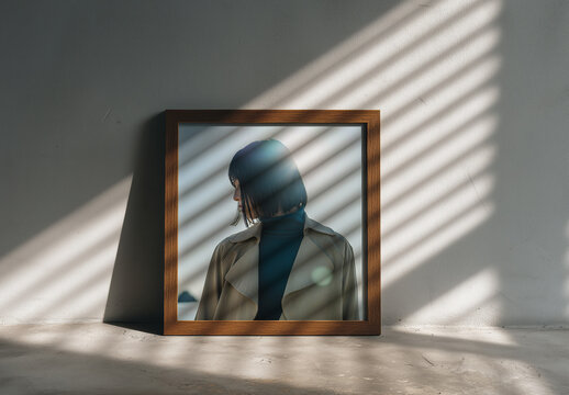 Simple Frame Mockup With Blinds Shadow Overlay