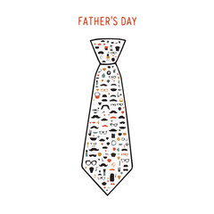 Father’s Day Necktie Illustration Made of Icons – Glasses, Mustaches, and Accessories