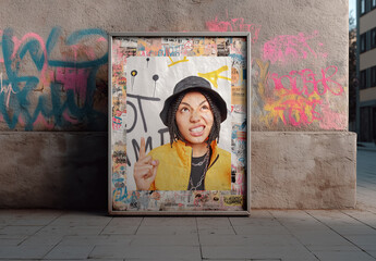 Street Art Frame Mockup in US Letter Size