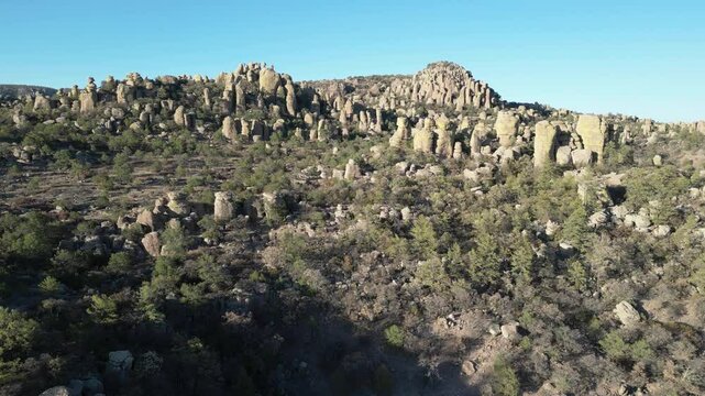 Rock formations and pine forest in Valle de los Monjes, Creel, Chihuahua, Mexico