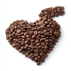 Obraz premium Heart shape made of coffee beans on white background