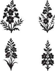 Black Floral Silhouettes in Symmetrical Arrangement